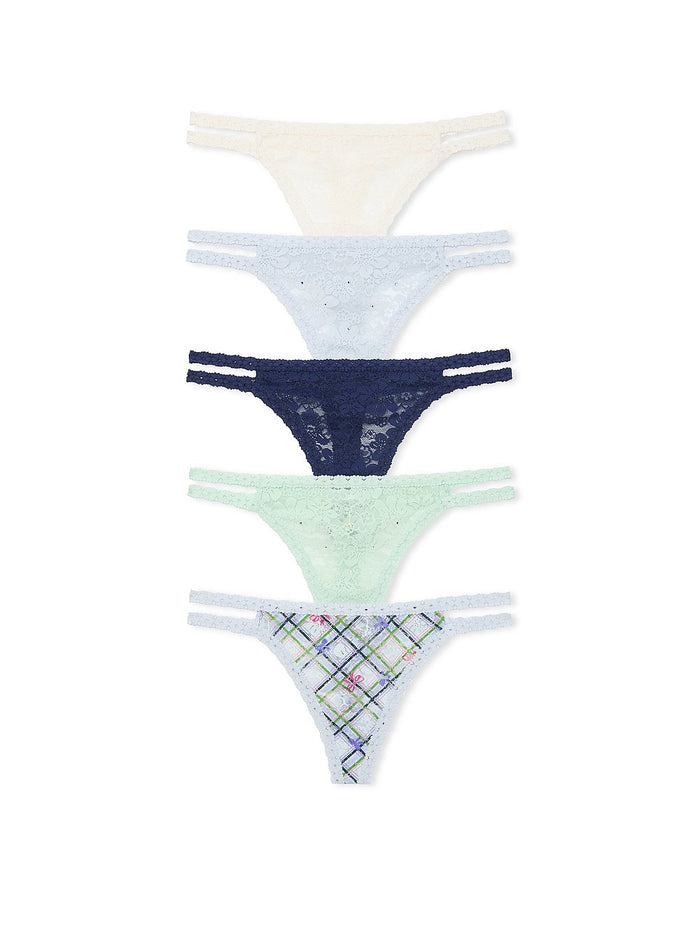 5-Pack Wink Lace Strappy Thong Panties