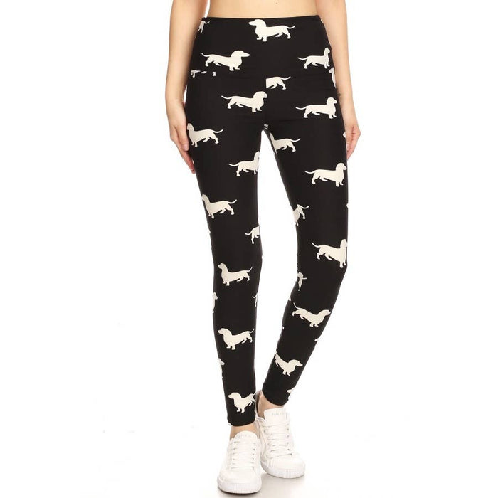 5" Yoga Band Buttery Soft High Waist Dachshund Print Leggings