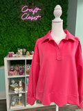 Umgee Luxeknit Collared Pullover In Bubblegum