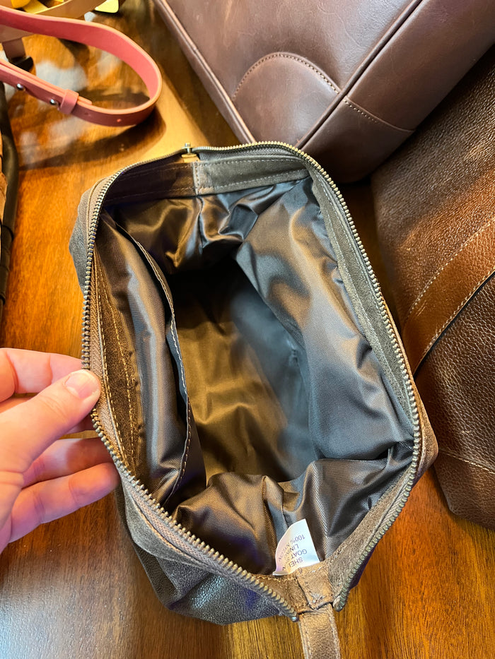 Leather Dopp Kit & Makeup Bag