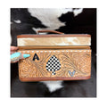Ace checkered tooled leather jewelry box