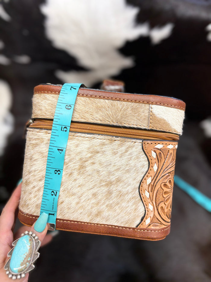 Ace checkered tooled leather jewelry box