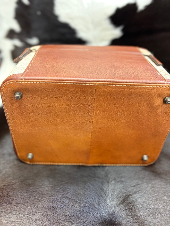 Ace checkered tooled leather jewelry box