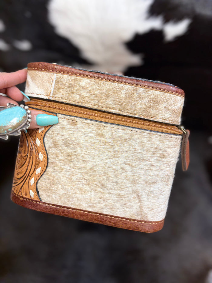 Ace checkered tooled leather jewelry box
