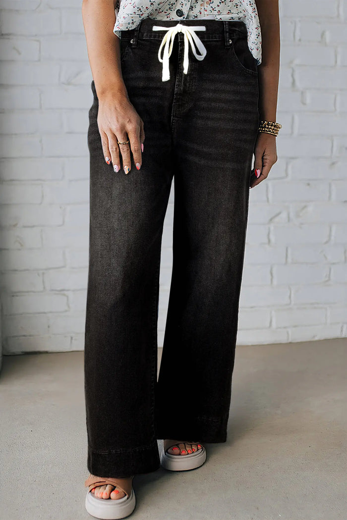 Acid Wash Contrast Lace-up Plus Size Jeans