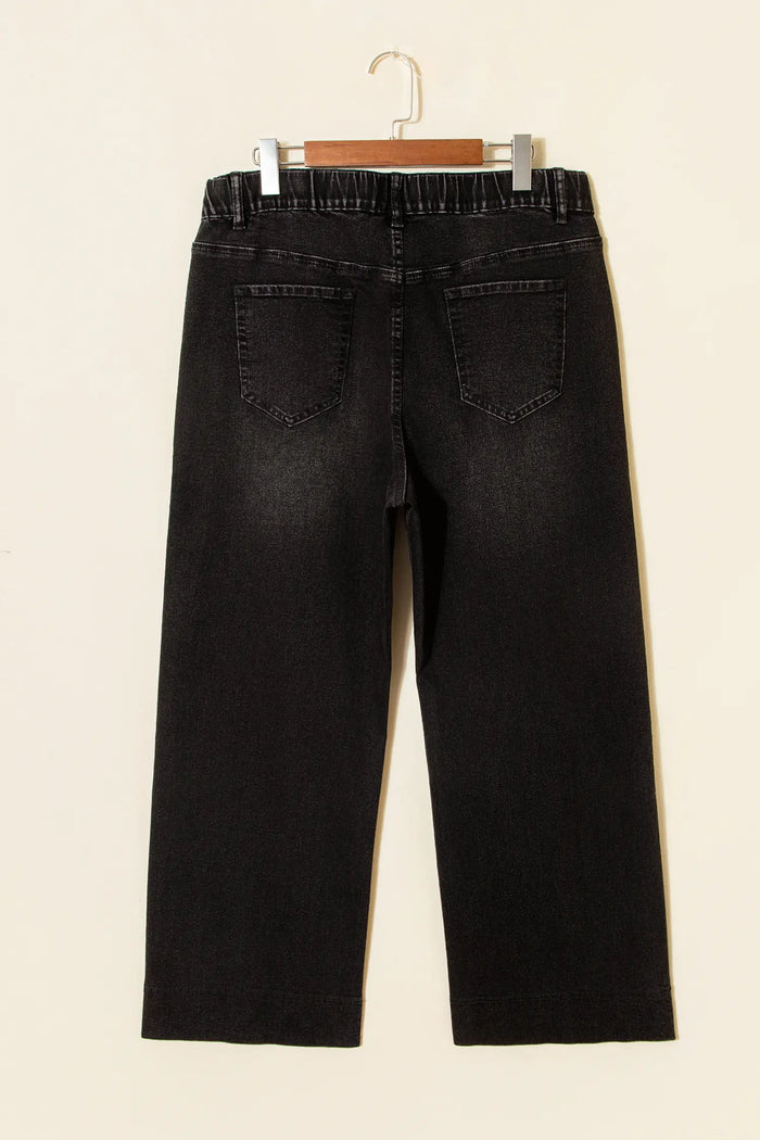Acid Wash Contrast Lace-up Plus Size Jeans