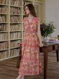 Adalyn Wavy Neck Floral 100% Cotton Dress