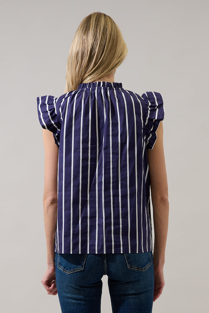 Adlina Ruffle Top Verta Stripe