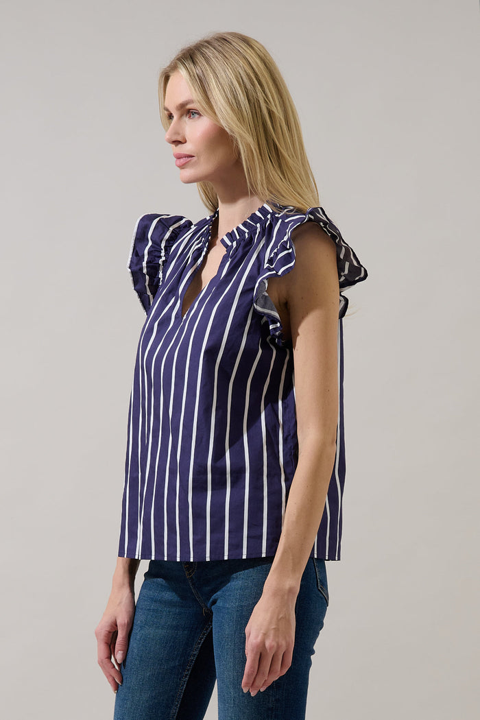 Adlina Ruffle Top Verta Stripe