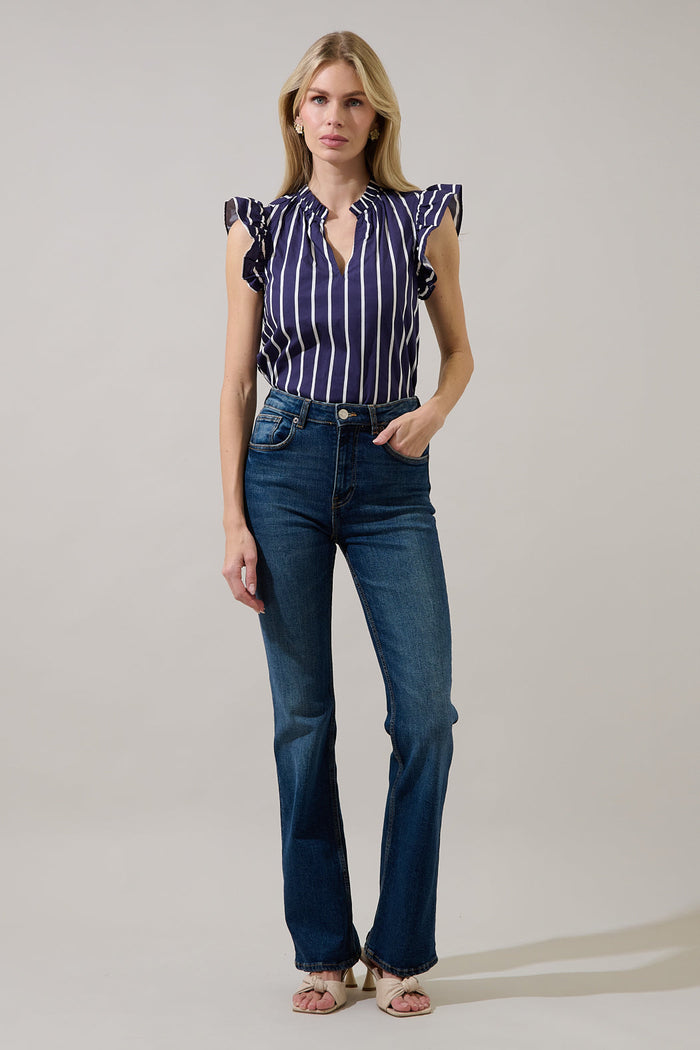 Adlina Ruffle Top Verta Stripe