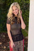 After Hours Dot Mesh Short Sleeve Top