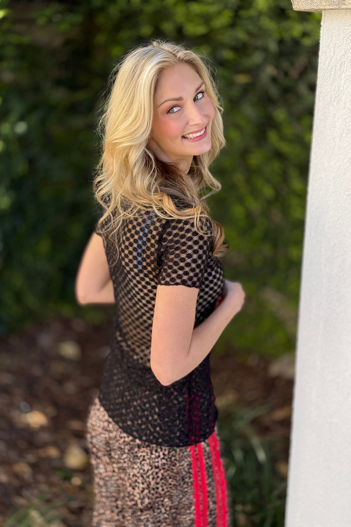 After Hours Dot Mesh Short Sleeve Top