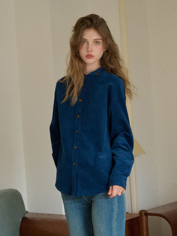 Ailani Stand Collar 100% Cotton Corduroy Shirt