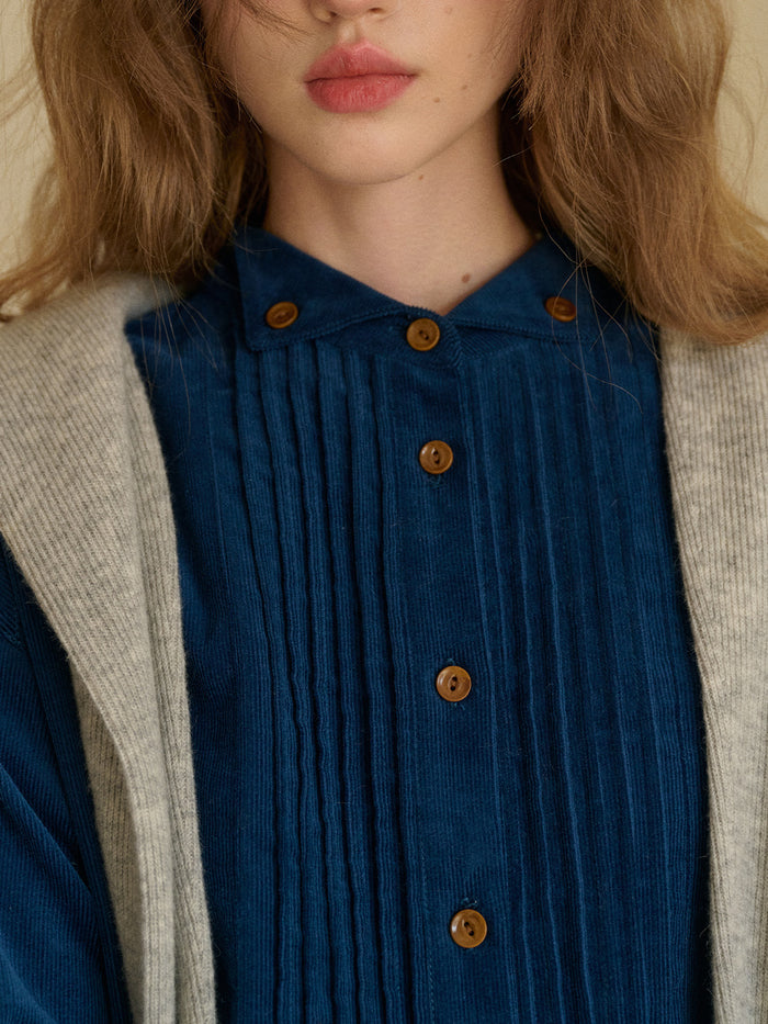 Ailani Stand Collar 100% Cotton Corduroy Shirt