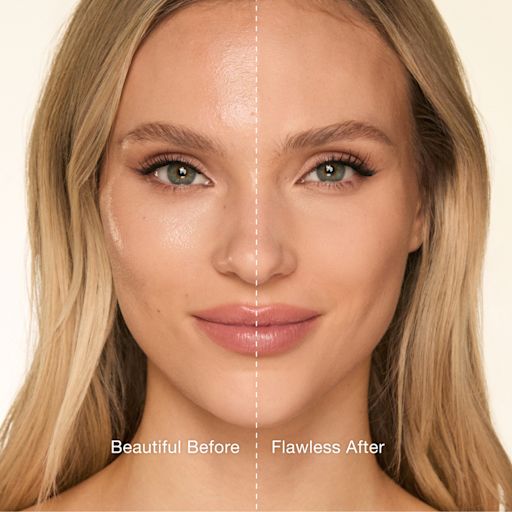 Charlotte Tilbury Airbrush Flawless Blur Loose Setting Powder Brightening Pink antes y después #color_CT Brightening Pink
