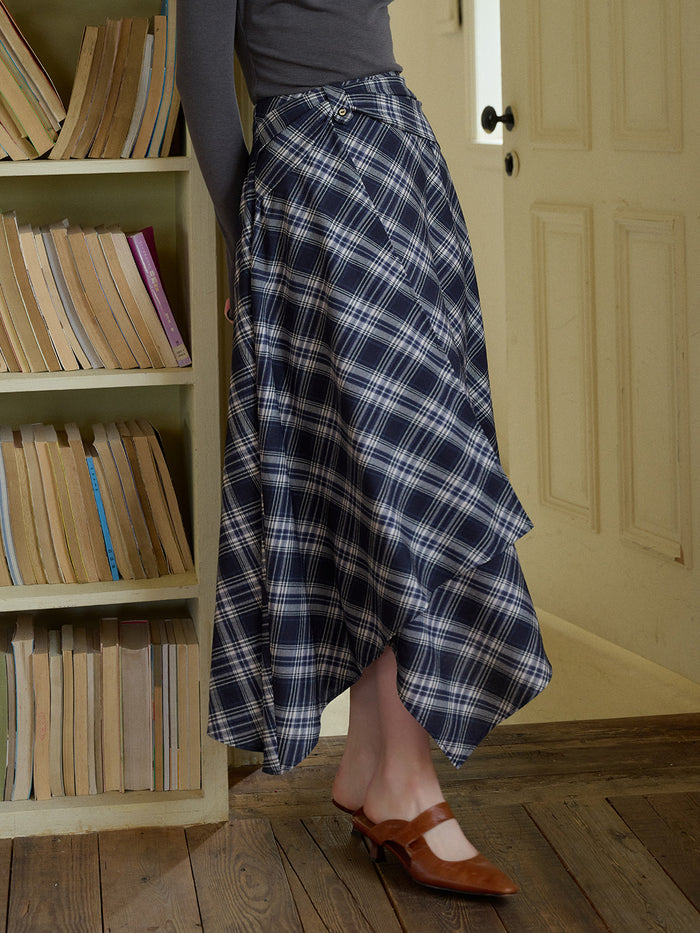 Alayah A-Line Plaid Viscose Skirt