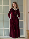 Aliana Round Neck Embroidery Velvet Dress