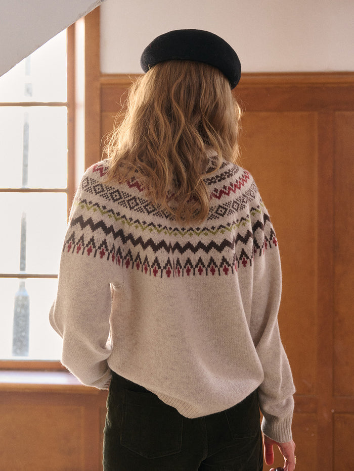 Aliza Round Neck Fair Isle 100% Wool Sweater