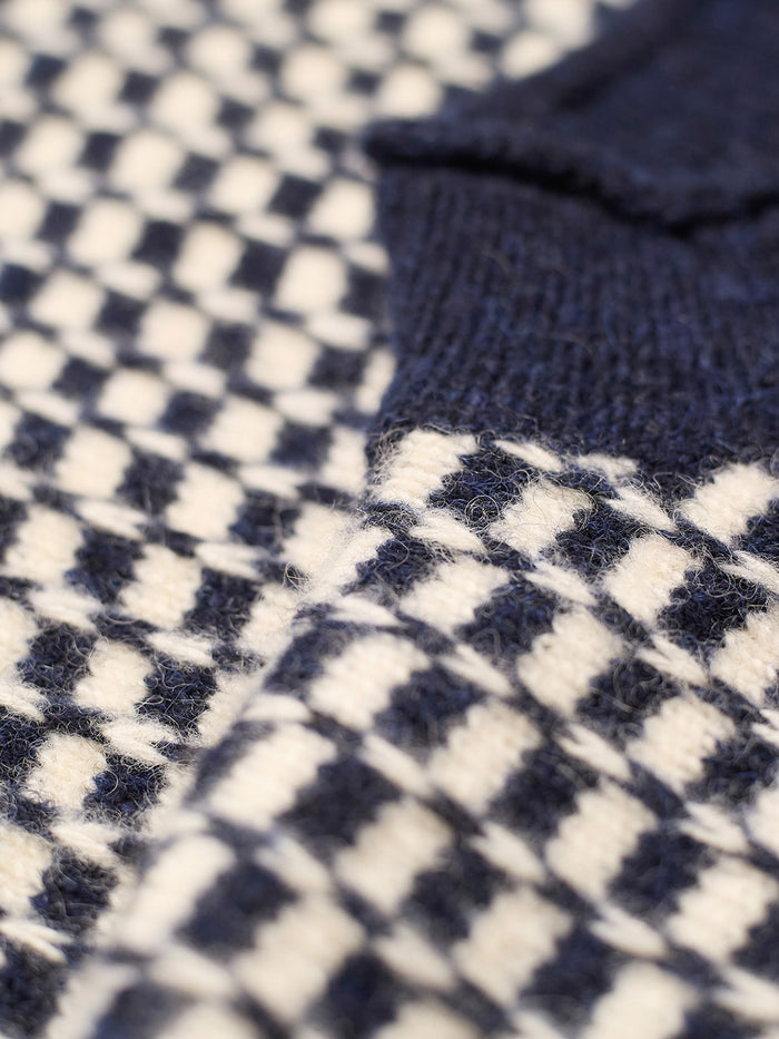 Alpaca Blend Micro Check Funnel Neck Jumper