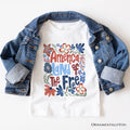 America Land of the Free T-Shirt, Retro Floral Independence Day Tee T-Shirts OrnamentallyYou White XS