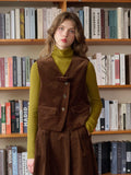 Analia V-Neck Corduroy Vest