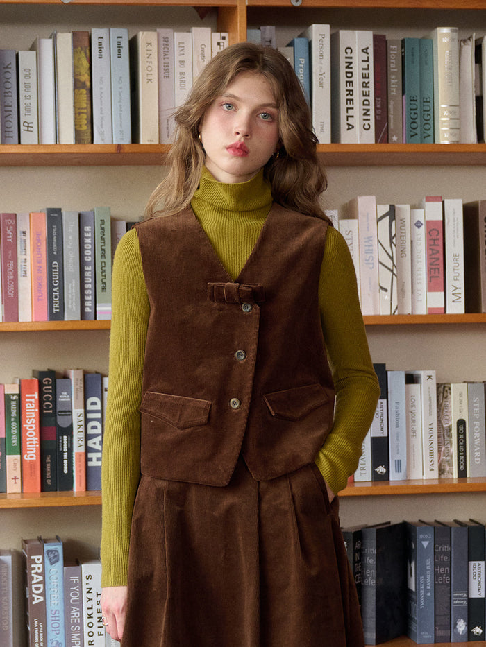 Analia V-Neck Corduroy Vest