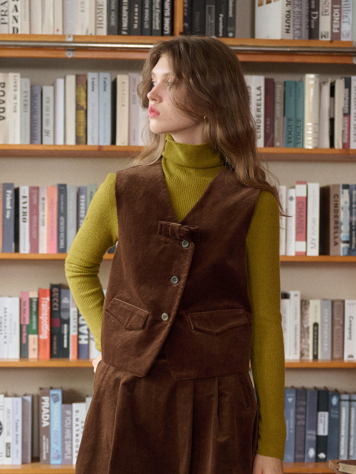 Analia V-Neck Corduroy Vest
