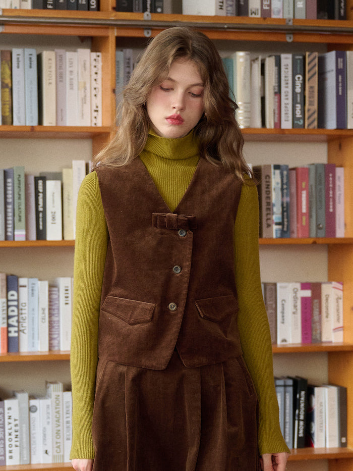 Analia V-Neck Corduroy Vest