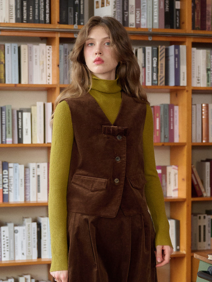 Analia V-Neck Corduroy Vest