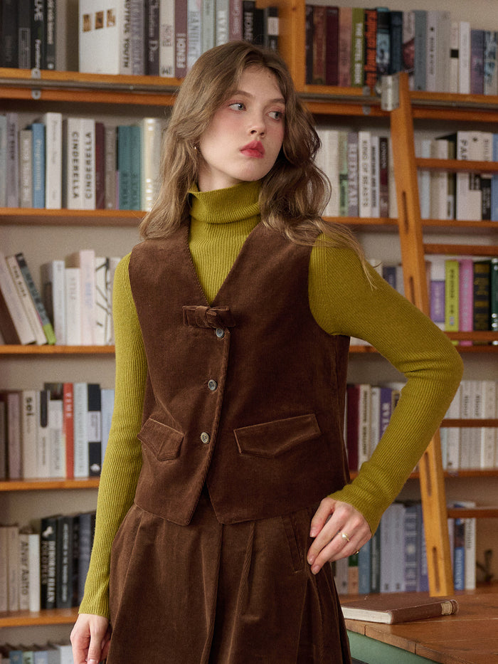 Analia V-Neck Corduroy Vest