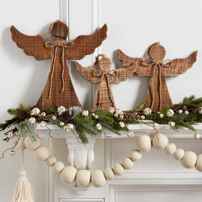 Angel Wood Ornaments - Pine & Moss