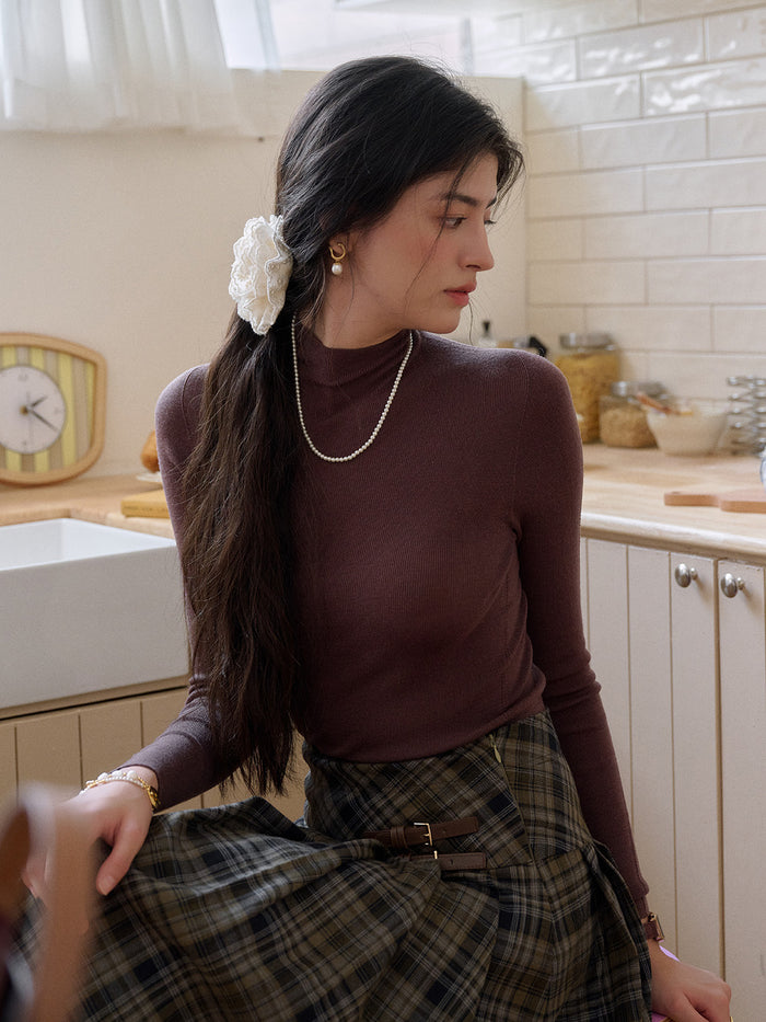 Annalise Mock Neck 100% Merino Wool Sweater