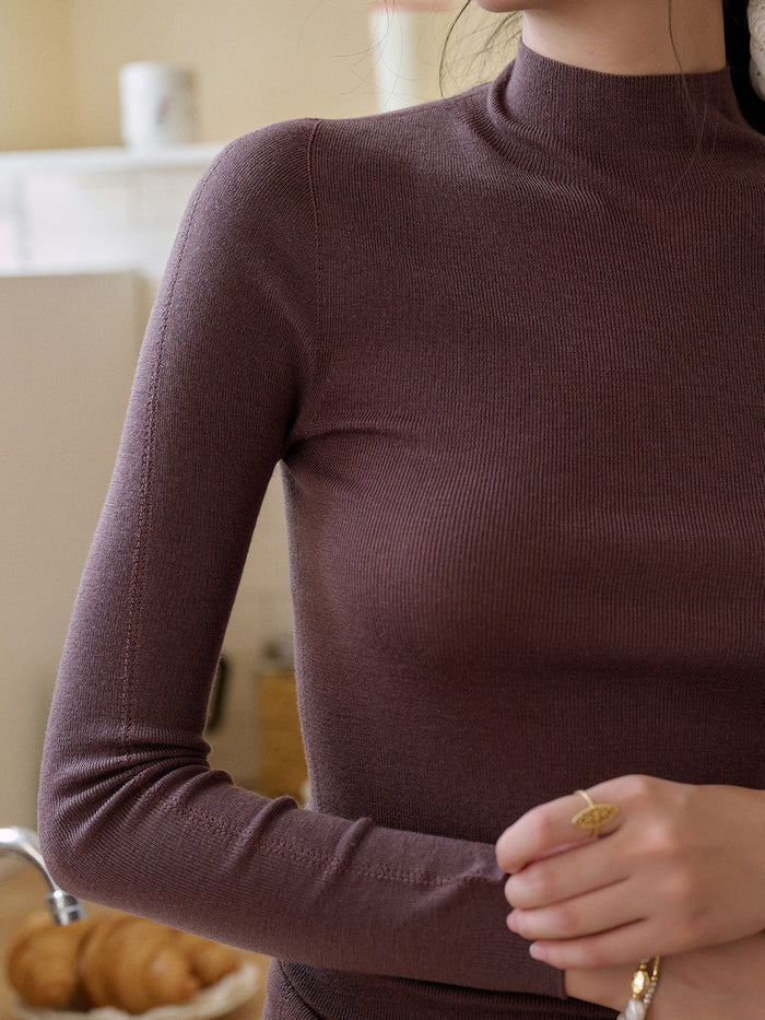 Annalise Mock Neck 100% Merino Wool Sweater