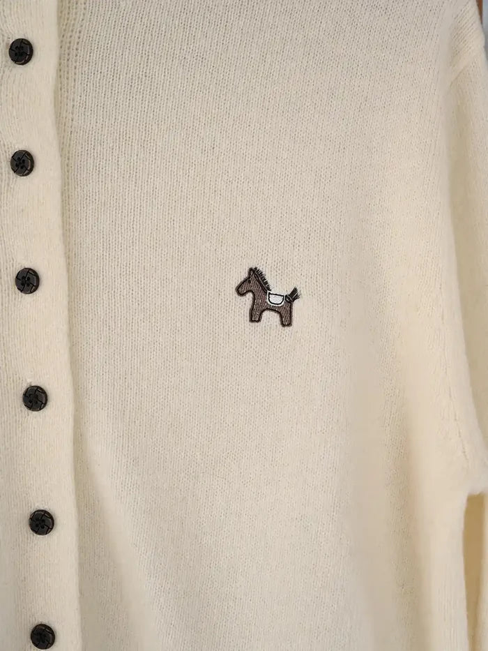 Araceli Round Neck 100% Wool Cardigan