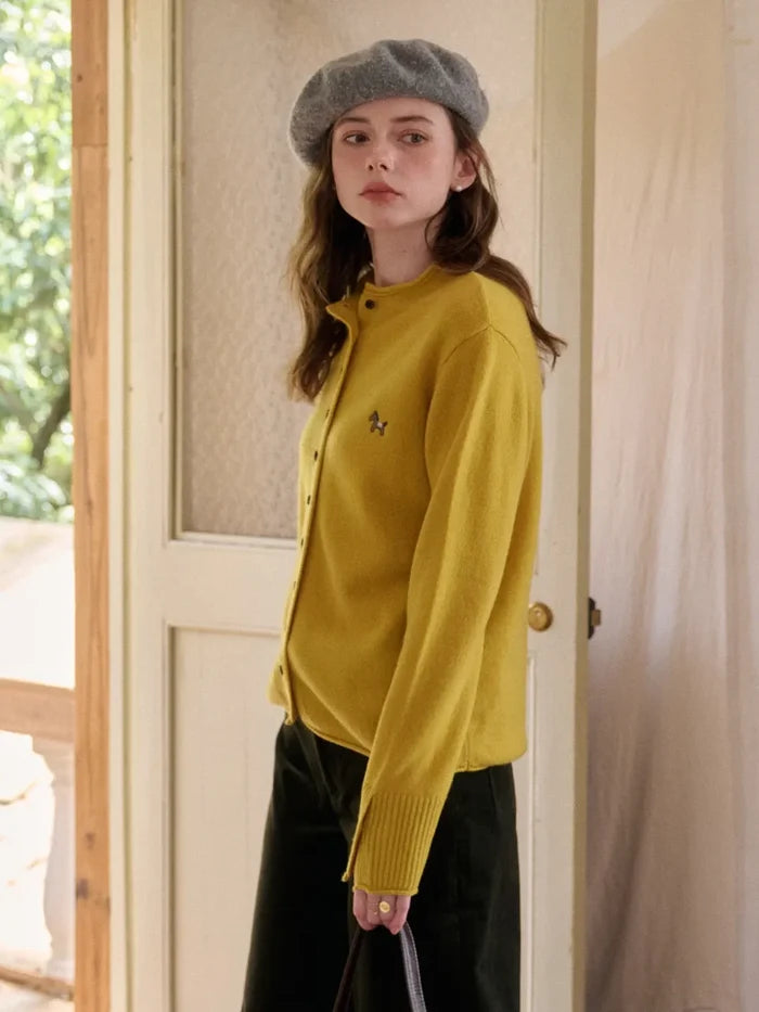Araceli Round Neck 100% Wool Cardigan