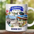 Artistic Alabama State Themes and Landmarks Personalized Mug With Custom Name Personalized Ceramic Mug OrnamentallyYou 12oz Mug Customized