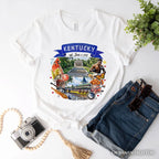 Artistic Kentucky State Themes and Landmarks T-Shirt, Tee for History and Travel Lovers T-Shirts OrnamentallyYou White XS