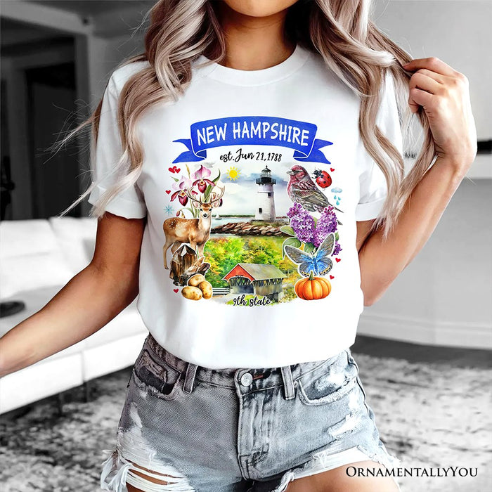 Artistic New Hampshire State Themes and Landmarks T-Shirt, Tee for History and Travel Lovers T-Shirts OrnamentallyYou