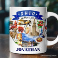Artistic Ohio State Themes and Landmarks Personalized Mug With Custom Name Personalized Ceramic Mug OrnamentallyYou 12oz Mug Customized