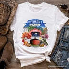 Artistic Vermont State Themes and Landmarks T-Shirt, Tee for History and Travel Lovers T-Shirts OrnamentallyYou White XS
