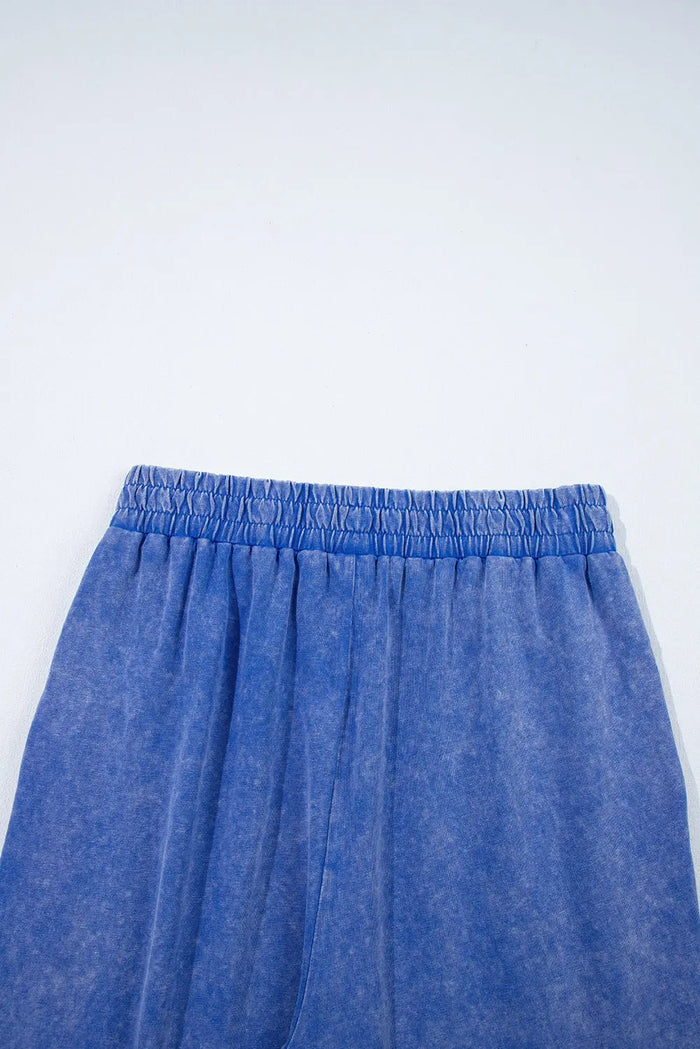 Ashleigh Blue Acid Wash Star Patched Rolled Trim Trousers Co-ord - Two Piece Sets/Pant Sets