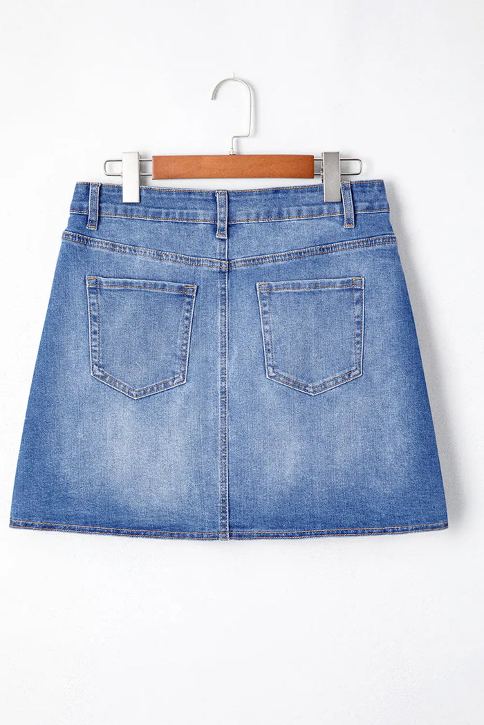 Ashleigh Blue Wrapped Crossed Waist Denim Mini Skirt - Bottoms/Skirts & Petticoat