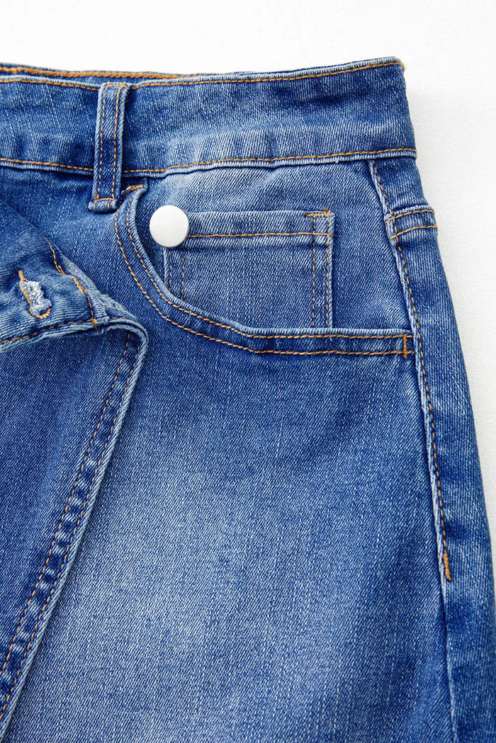 Ashleigh Blue Wrapped Crossed Waist Denim Mini Skirt - Bottoms/Skirts & Petticoat