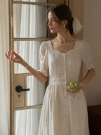Ayra Sweetheart Neck Puff Sleeves Dress