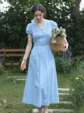 Bailee V-Neck Puff Sleeves Dress