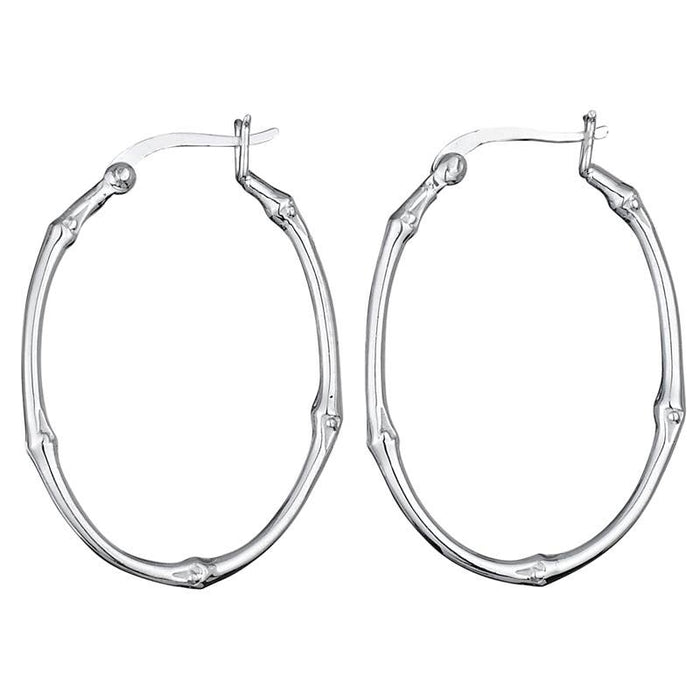 Bamboo Sterling Silver Hoop Earrings