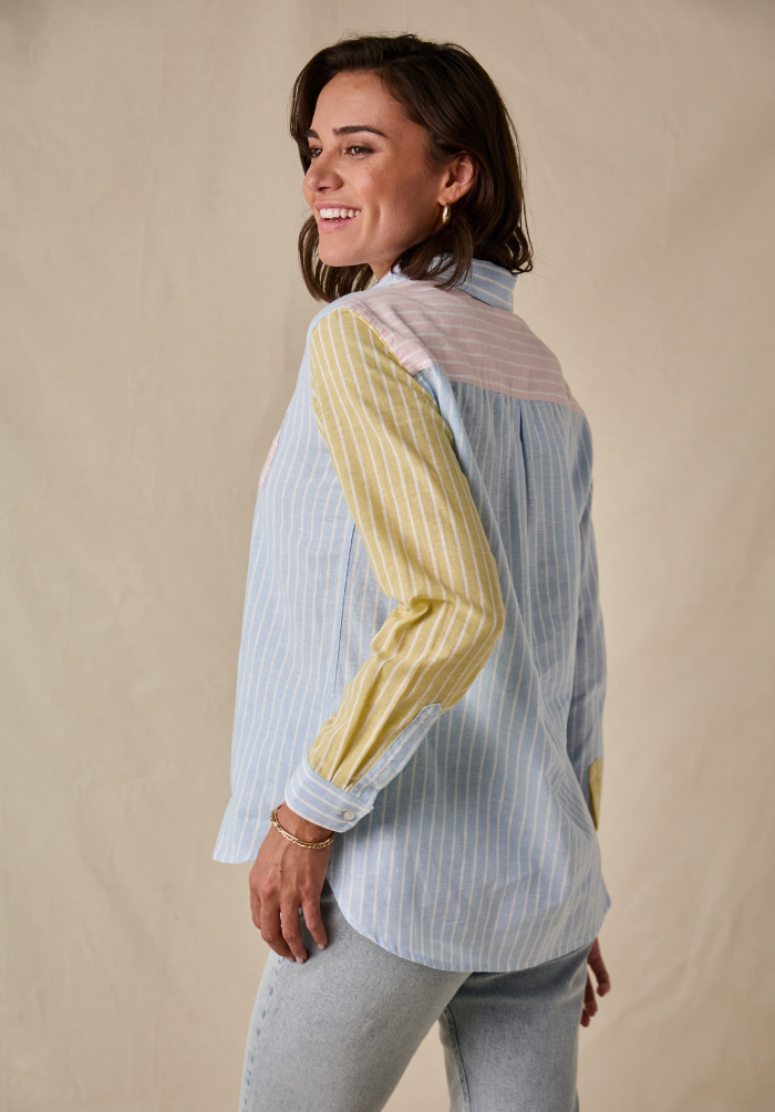 Banbury Women's Linen Shirt - Blue/Pink - Whale Of A Time Clothing