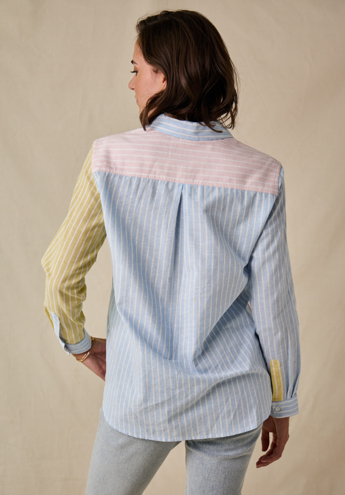 Banbury Women's Linen Shirt - Blue/Pink - Whale Of A Time Clothing