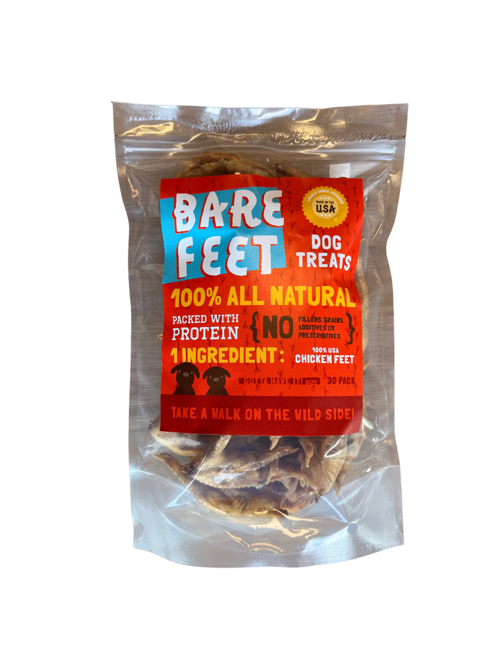 Bare Feet 100% All Natural Chicken Feet 30 Pack for Dogs - MADE IN USA