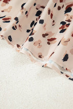 Beige Printed Surplice V Neck Cuffed Sleeve Empire Waist Plus Size Dress - Size/Plus Dresses/Plus Mini Dresses